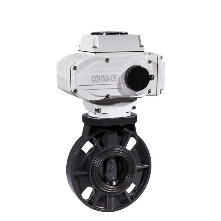 COVNA 2 inch 24V DC PVC Plastic Electric Water Flow Control Butterfly Valve