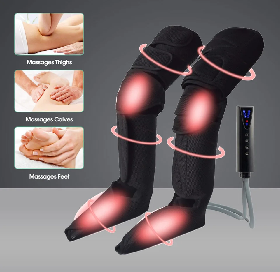 Leg and Calf Air Massager with Heat Warming Function, Adjustable Wrap to Fit Any Size, for Blood Circulation and Relaxation