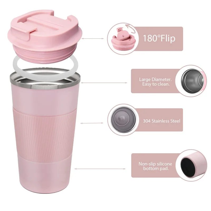 Custom Printed Funny Leak Proof Travel Coffee Tumbler Tumbler Mug Reusable Water Pink Coffee Cup For Cold Hot Drinks With Lid