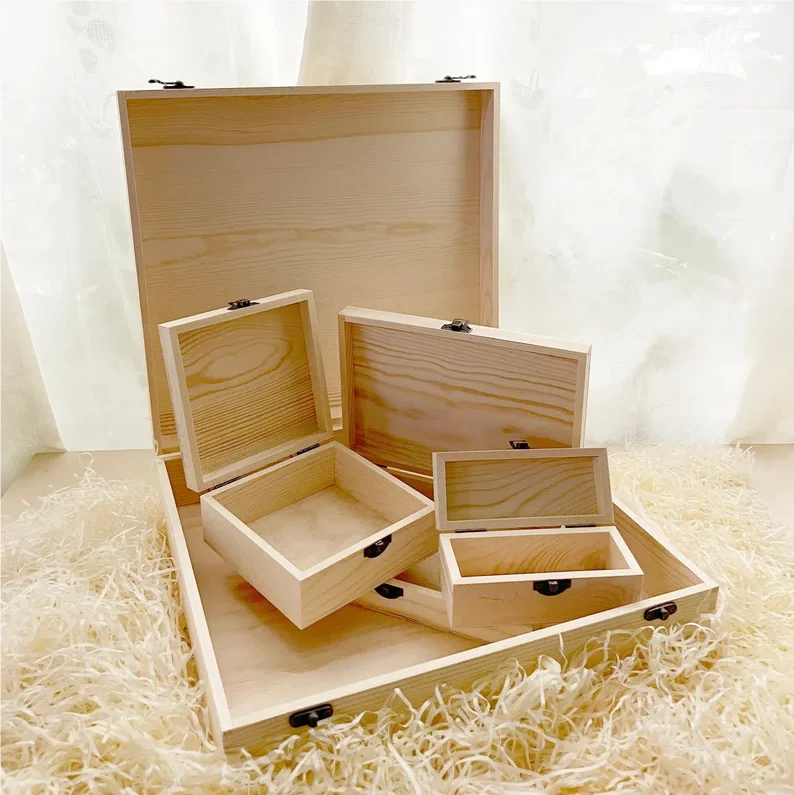 Wooden box custom environmentally friendly wooden handmade carved wooden boxes wine storage natural DIY Christmas Day gifts