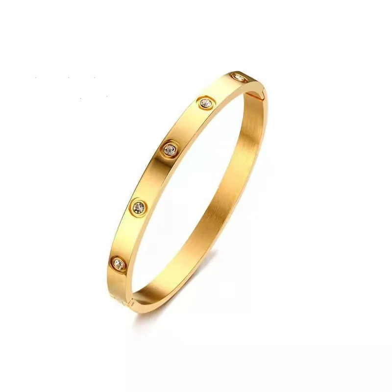 Love Friendship Bracelet Bangle Gold Rose Gold Silver Cubic Zirconia Stainless Steel Hinged Jewelry Crystal Bracelet Birthday Pr