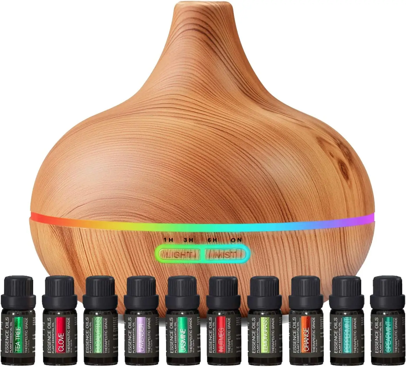 Ultimate Aromatherapy Diffuser Ultrasonic Diffuser And Essential Oil Set 4 Timer 7 Ambient Light Settings 300ml Diffuser