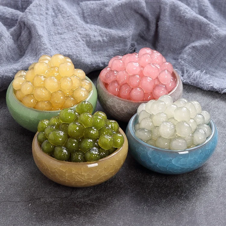 500g Quick Cooking Juicy Peach Flavor Pink Tapioca Pearls for Bubble Tea Milk Tea Coffee Shaved Ice Topping