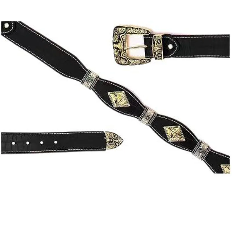 Concho Belt Mens Women Western Cowboy Leather Belt Longhorn Horse Rooster Cowboy Prayer Sheriff Star Decoration