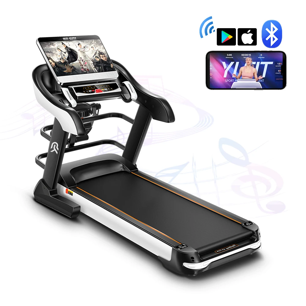 YPOO OEM fitness running machine factory  hot selling gym home electric motorized semi commercial treadmill with YPOOFIT APP