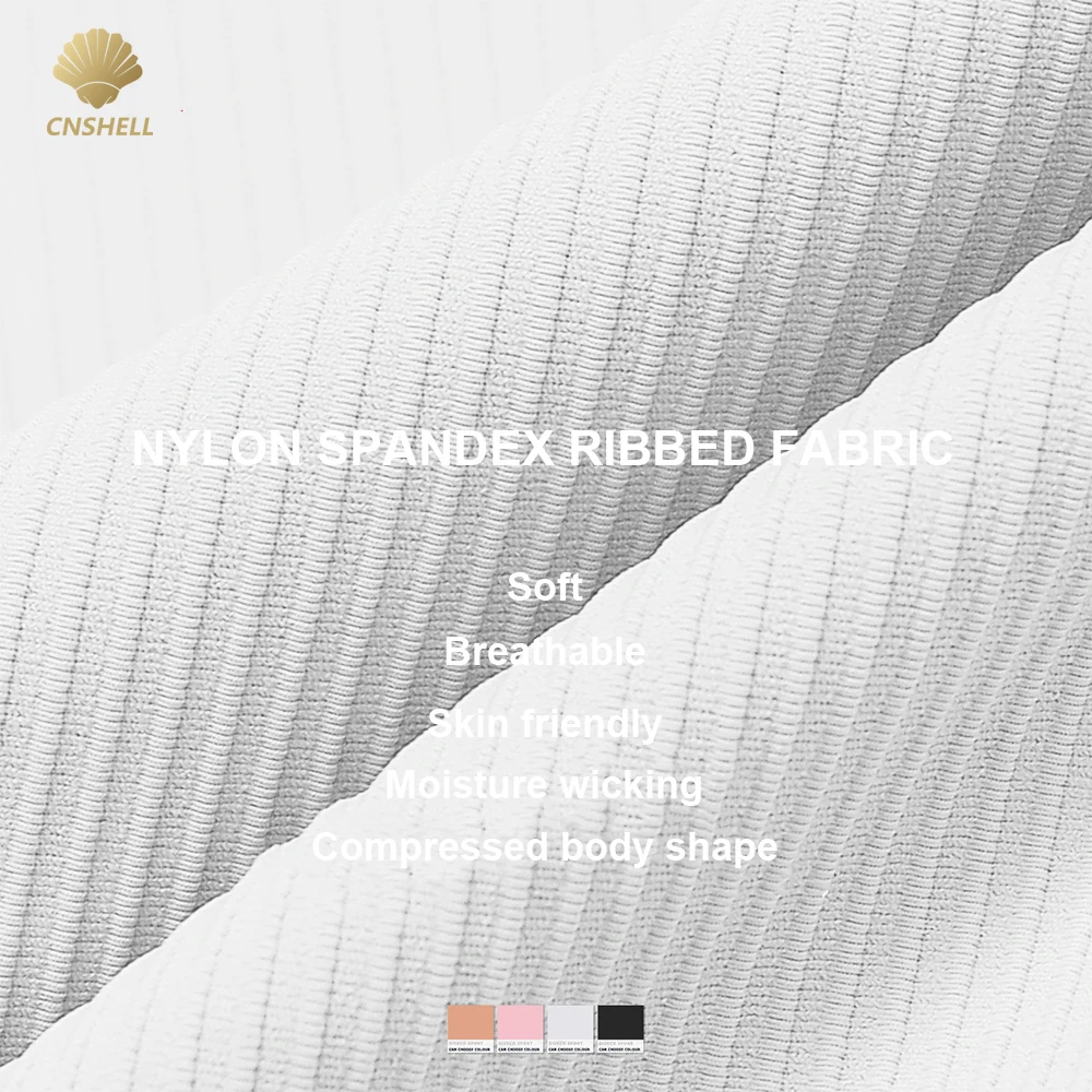 CNSHELL Custom Logo Nylon Ribbed Tight High Waist Basic High Elastic No Front Line Yoga Workout Gym Fitness Sports Legging