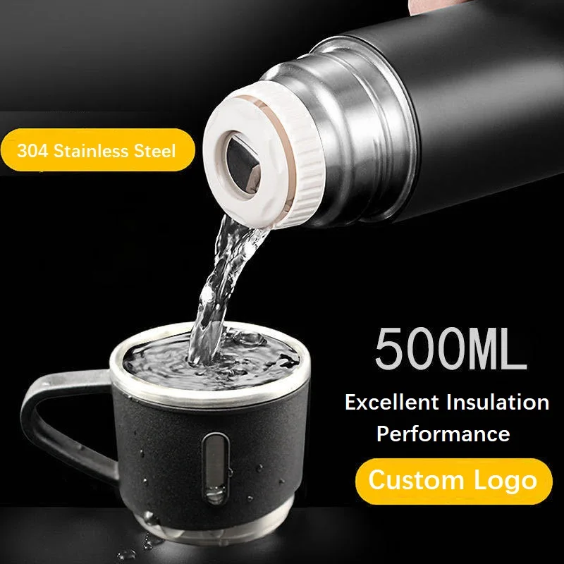 Custom Logo Portable Business 500ml vacuum flask set gift box Stainless Steel Thermal Coffee And Tea Flask Water Bottle