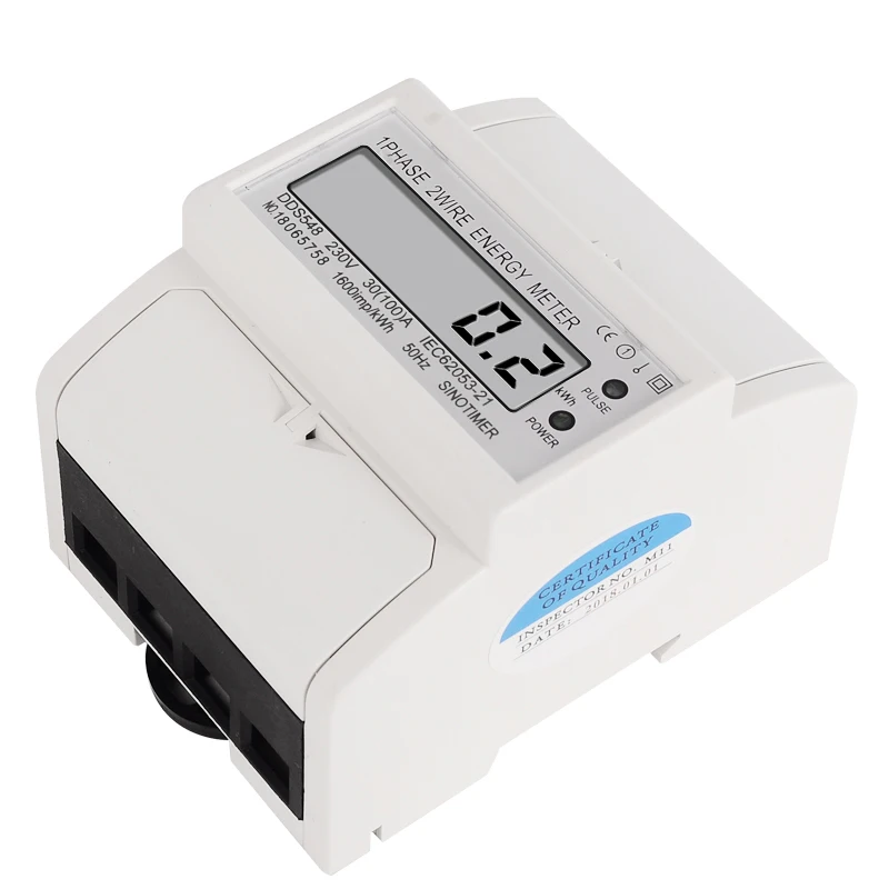 Wholesale Price Overload 30-100A 230V AC Single Phase 2 Wire Digital Wattmeter Electricity Cost Measuring Meter DIN Rail Mount