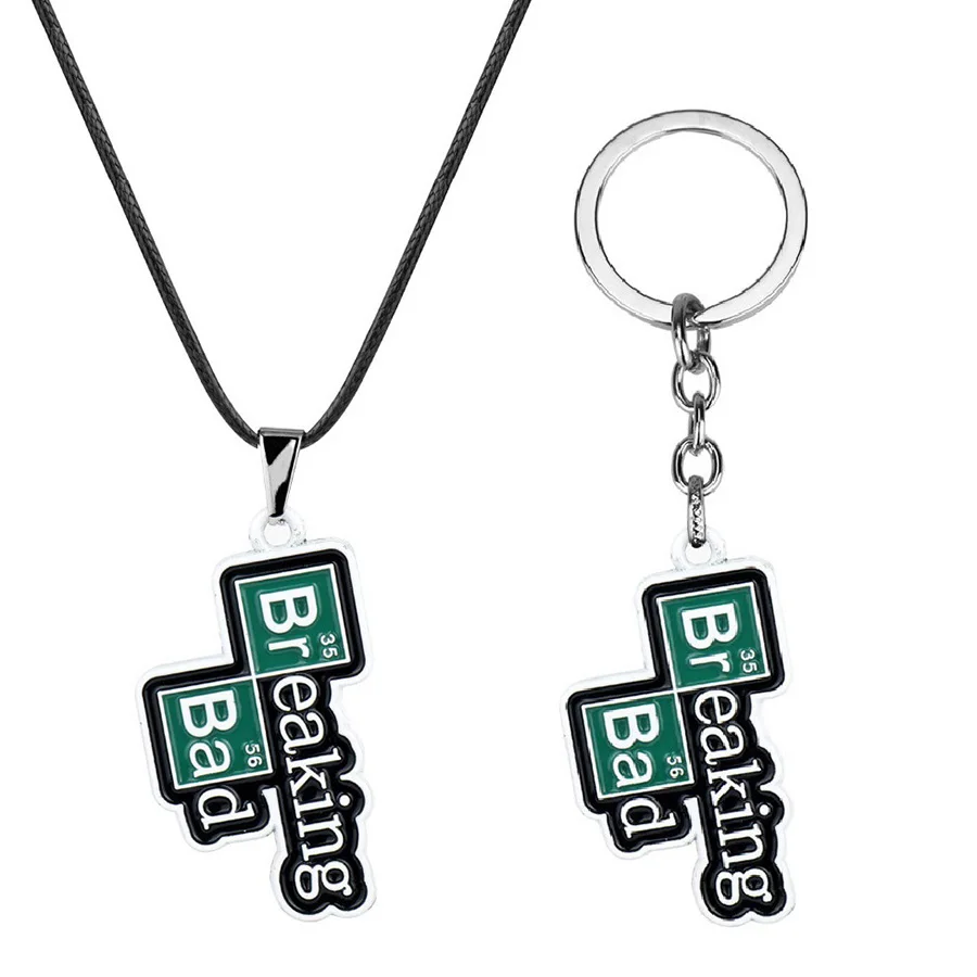 Breaking Bad TV Series Same Style Pendant Walter White Metal Chemical Symbol Br Ba Sweater Chain Fashion Jewelry Necklace