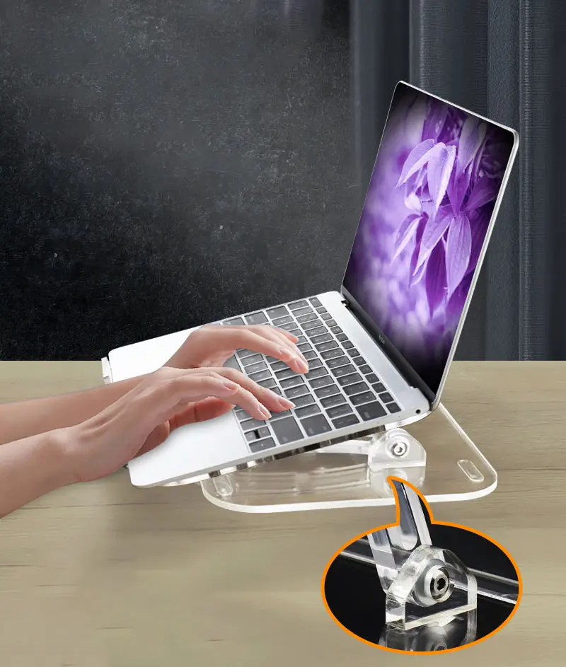 Elevate Laptop Holder Portable Laptop Ergonomic Computer Stand Riser Soporte Para Adjustable Acrylic Laptop Stand