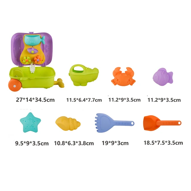 Beach Sand Toys 8PCS Whale Trolley Case Seaside Summer Beach Toy Set