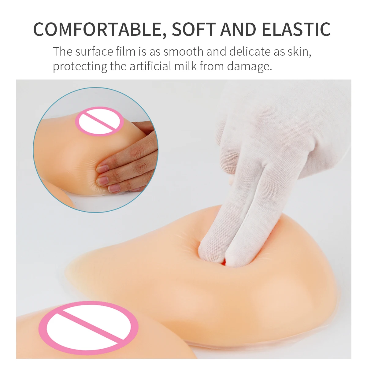 Silicone False Breast Forms Prosthesis Boobs Free Shipping BT900 One Pair 100% Silicone Soft and Realistic 1800g Pair 2-6 Years