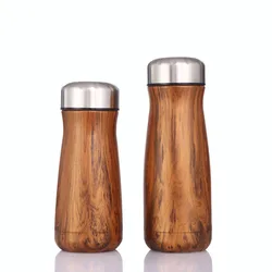 American wide mouth wood grain Coke bottle spray paint outdoor sports bottle 304 stainless steel vacuum bottle custom LOGO