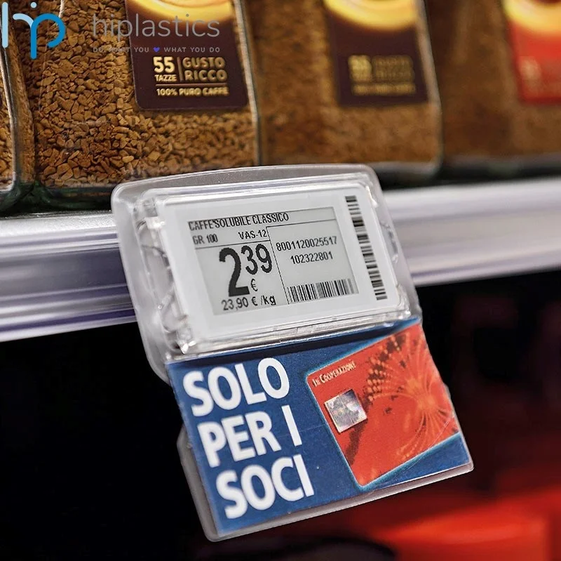 Hiplastic PP инновационная розничная система выставки ESL держатель дисплей для рекламы в супермаркете