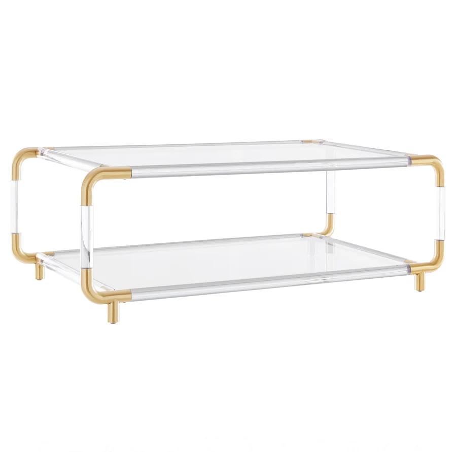 Металлическая трубка современный акриловый журнальный столик прозрачный акриловый центральный стол