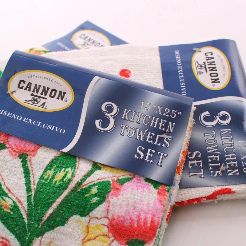 factory Custom High quality polyester cotton fruit pattern kitchen tea towel with tassel