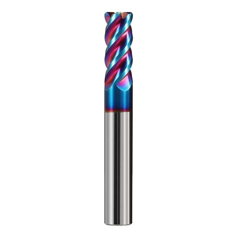 CNC carbide milling cutter HRC65 4F rainbow coating corner radius tungsten carbide end mill for steel