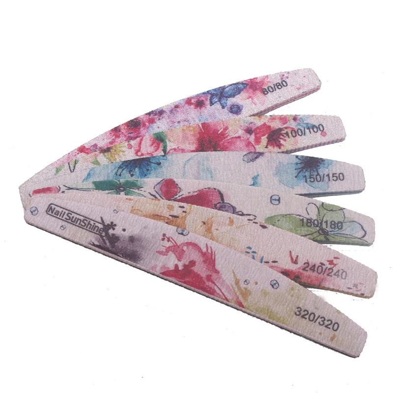 Personal Logo Double Side Zebra Half Moon Shape 100/100 100/180 Nail File