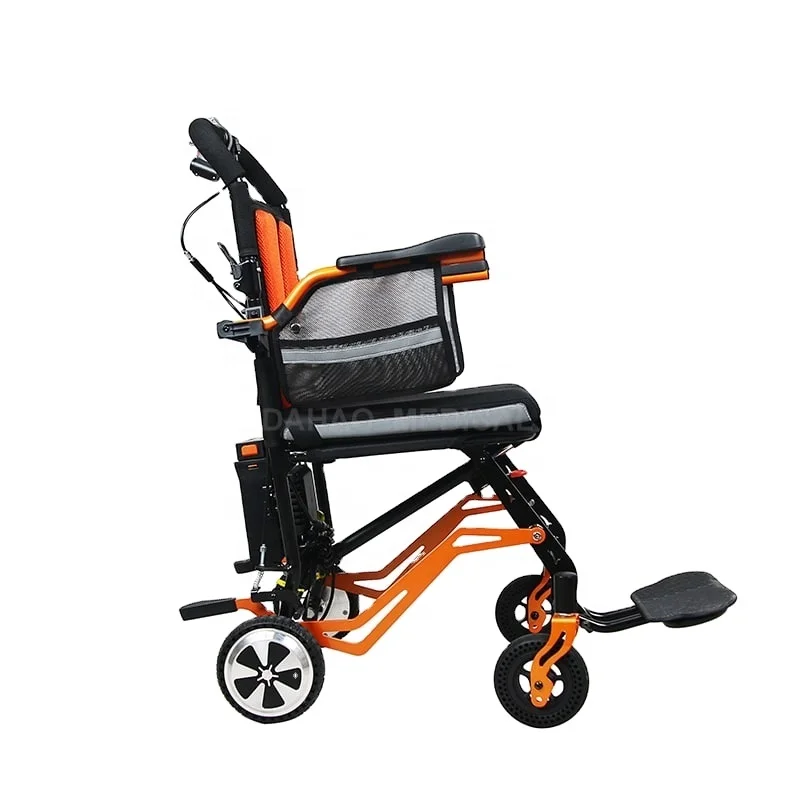Strong Durable Outdoor Portable Aircraft Power Electric Wheel Chair Aluminum Foldable Brushless Motorised Wheelchair for Adult