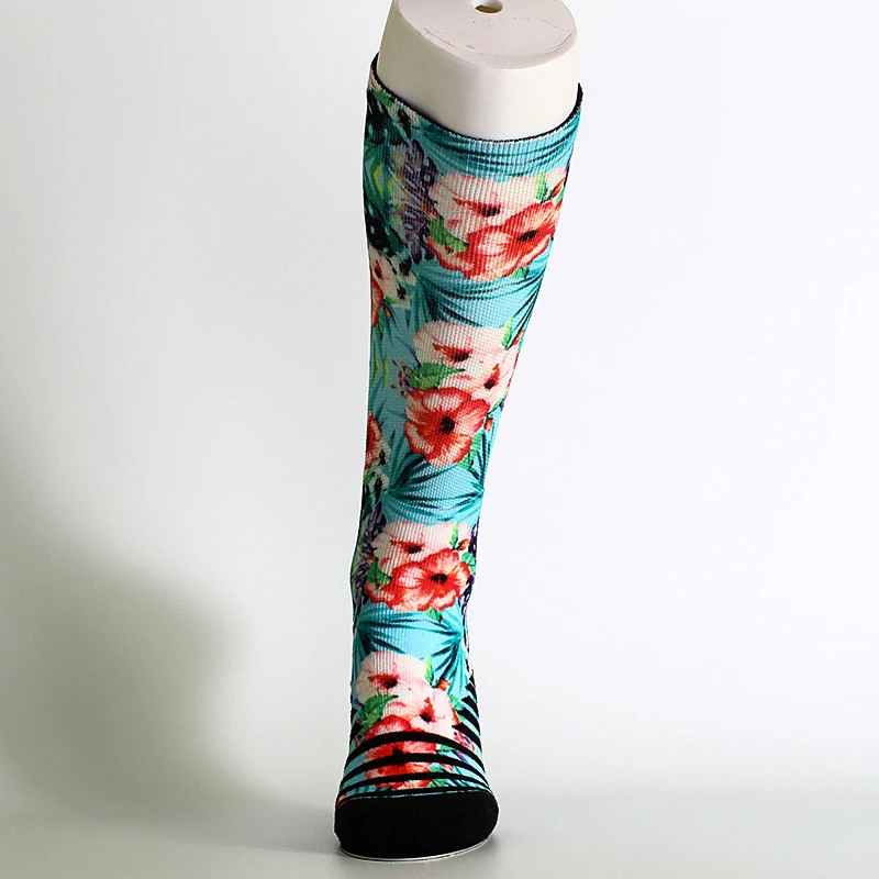 15-20mmhg print floral custom logo black bottom compression socks men