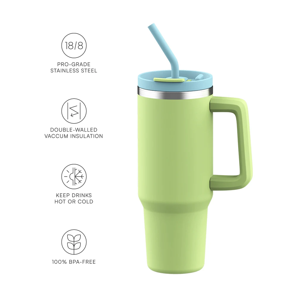 2024 New Design Stainless Steel 40oz Coffee Tumbler With 2-In-1 Lid Vacuum Double Wall Mugs