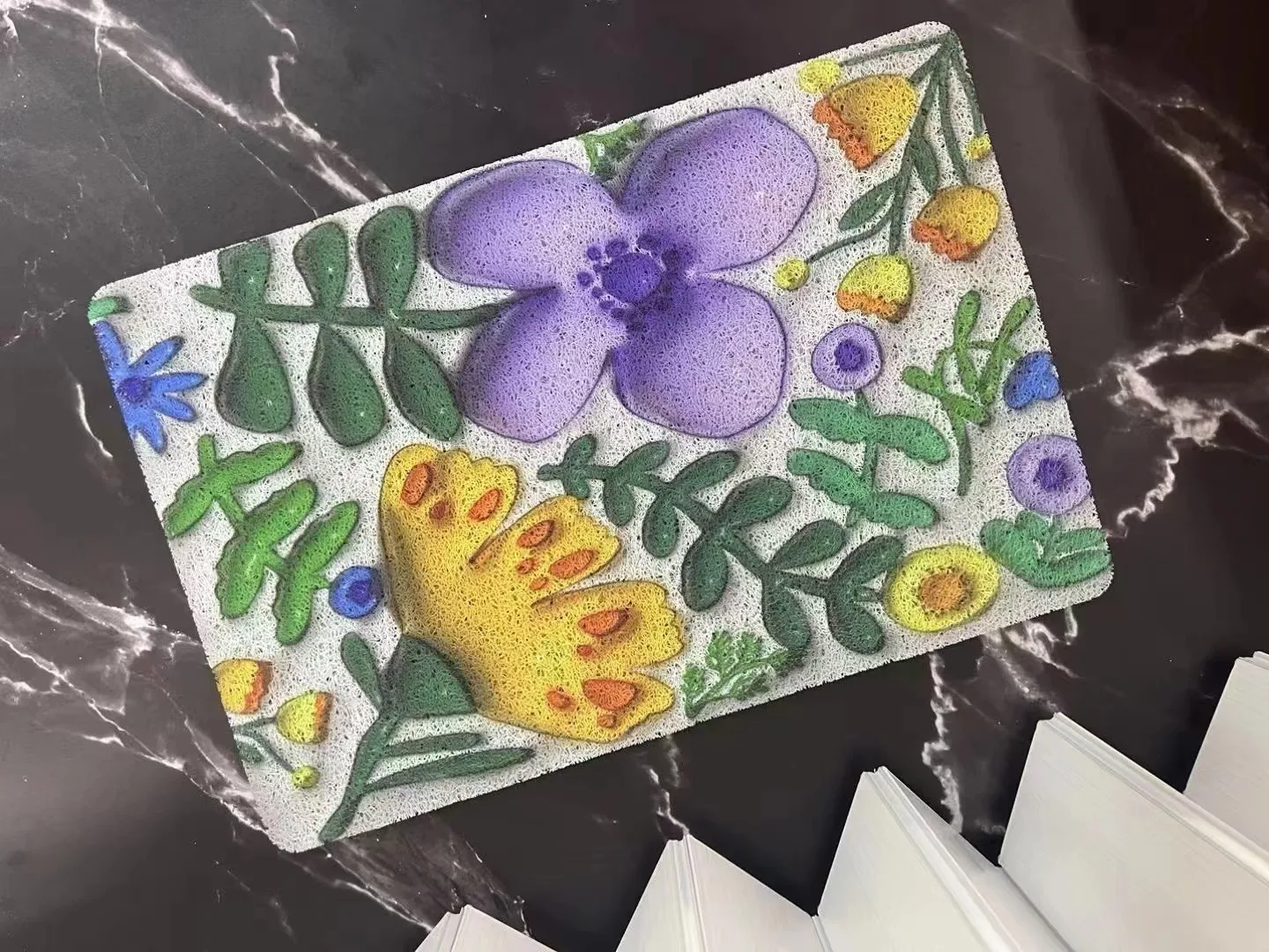 Custom Heavy Commercial Door Mat Rubber 3d Printed Flower  Pvc Coil Door Mat