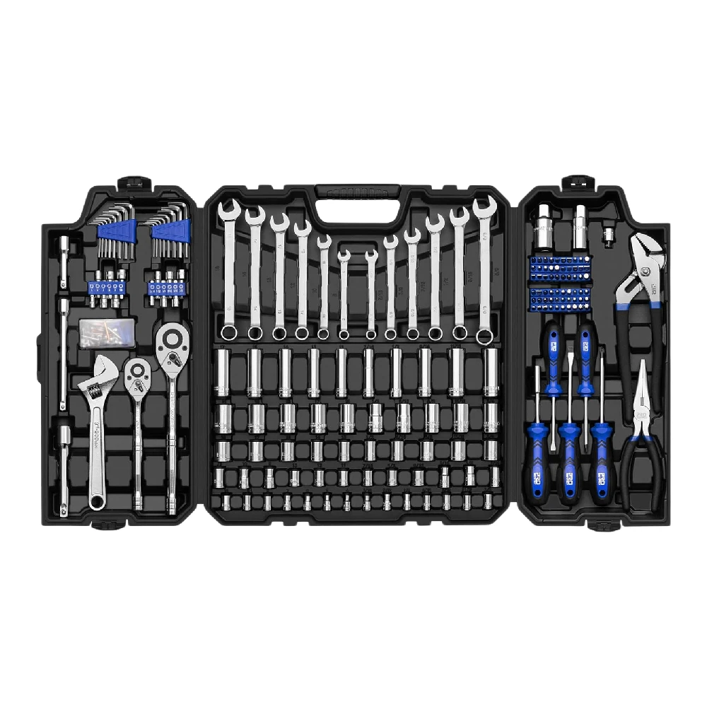 240-Piece Mechanics Tool Set, General Assorted SAE/Metric Sockets and Wrenches Automotive Repair Tool Kit