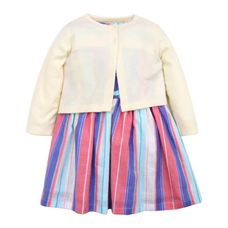 Custom Autumn Long Sleeved Baby Romper Dress Clothing Set Baby Clothes Toddler Collar Sweet Baby Coat + Skirt Suit