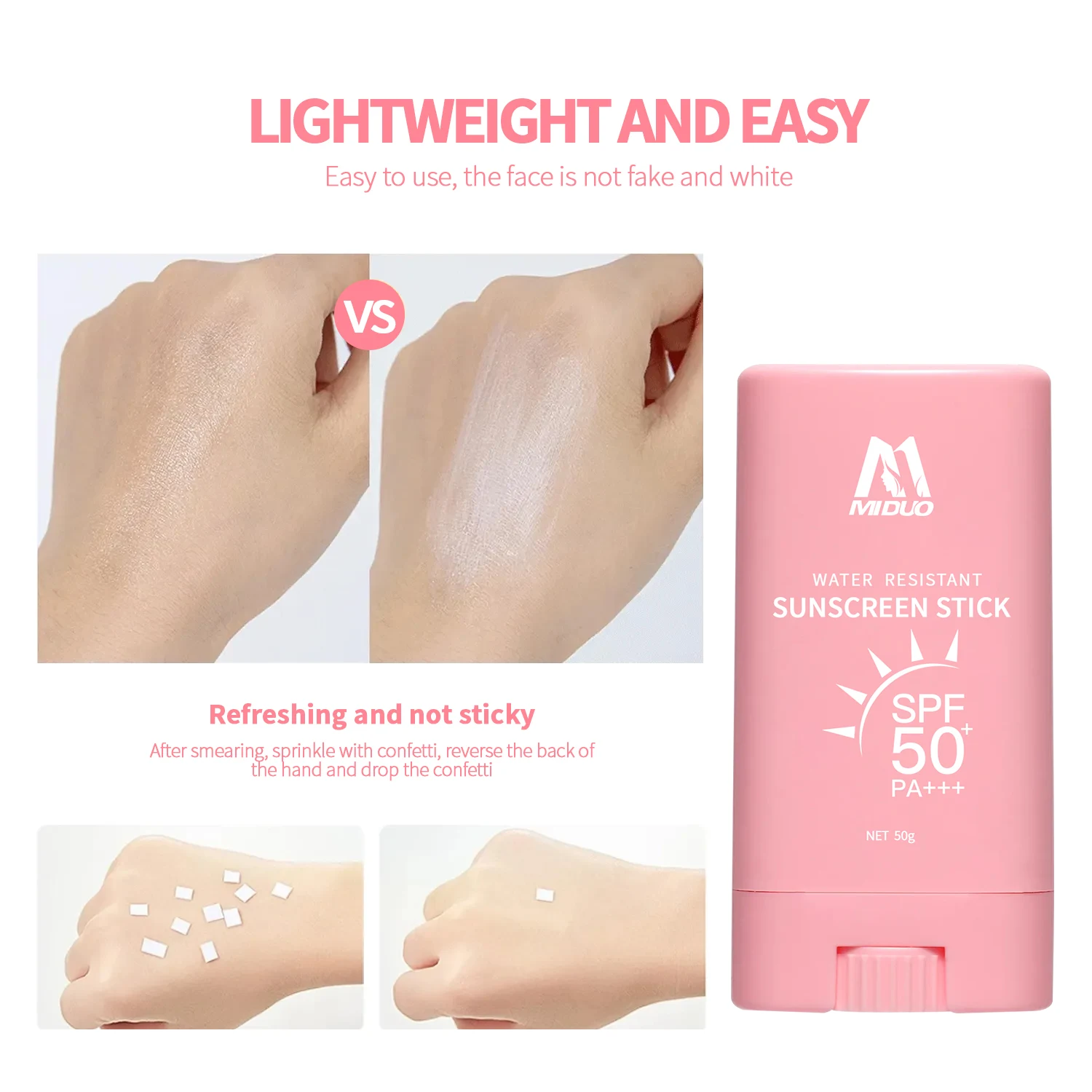 MIDUO Source Factory OEM 50G Water Glowing Oily Skin White Pearl Beauty Black People Face Invisible SPF 50 Lightening Sunscreen