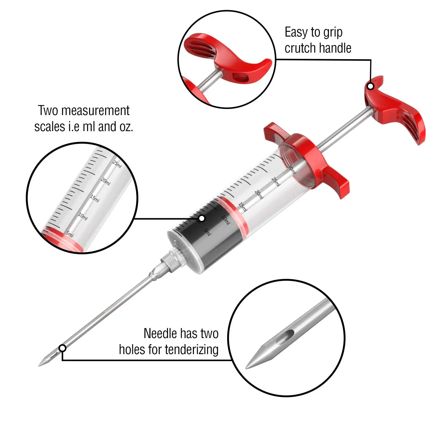 Christmas gift BBQ Tools Marinade Injector Cooking Meat Poultry Turkey Chicken injector