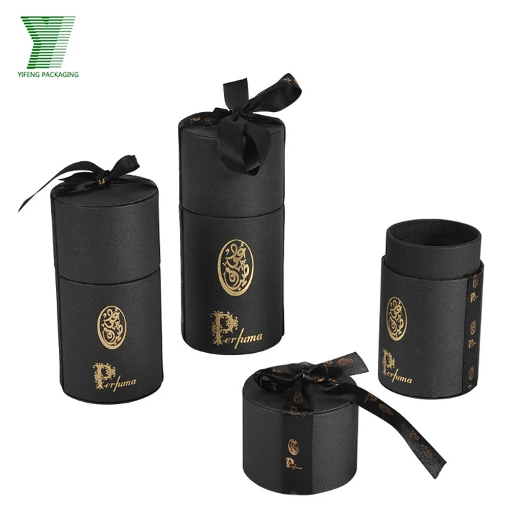 Biodegradable material specialty paper custom luxury cosmetic essential oil cylinder packing round perfume box