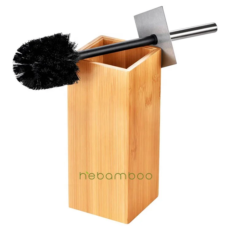 Premium Bathroom Supplies Bamboo Wooden Toilet Brush Set with Holder