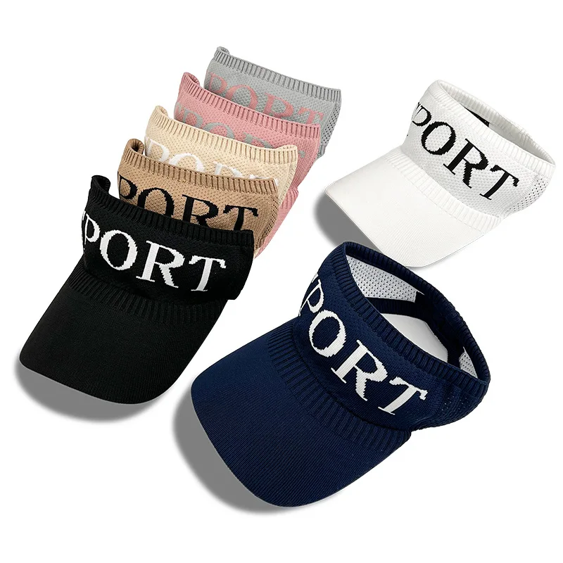 wholesale custom logo Widen sweatband sun visor cap fashion golf empty top hat