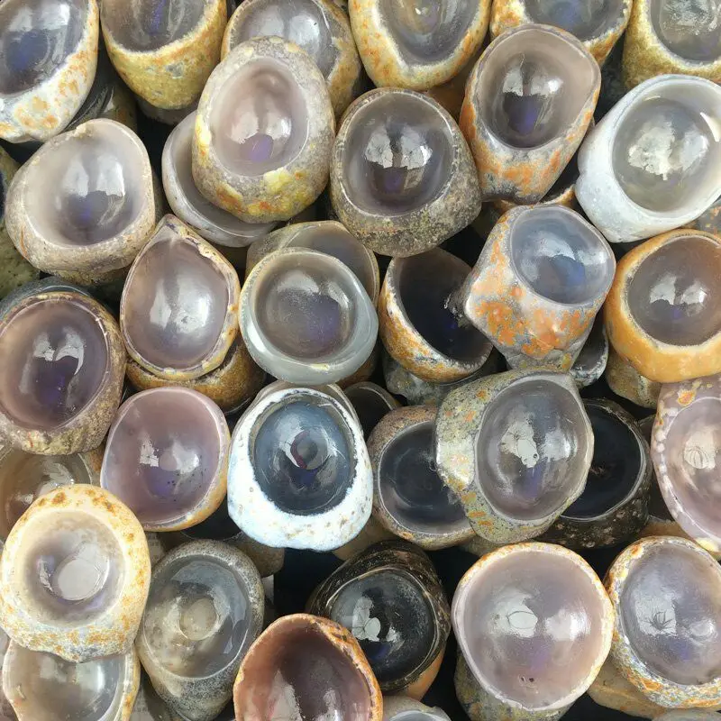 Natural Carving Bowl Agate Crystal Wine Glass Chalcedony Stone Tea Cup Agate Ashtray Crafts Crystal Gift Souvenirs