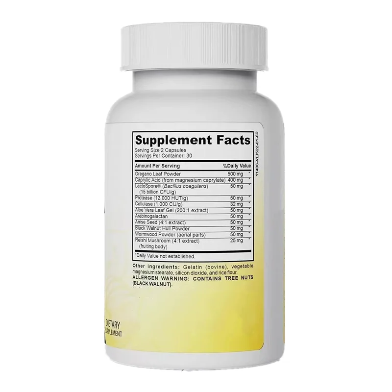 OEM candida cleanse capsules gut colon support intestinal detox anti yeast overgrowth supplement 60 capsules