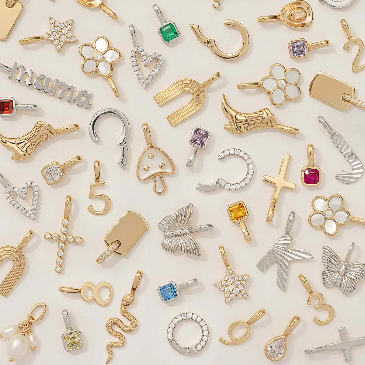 Wholesale vintage brass Boots Cowboy hat Butterfly Love Accessory mama Alphabet DIY necklace Fashion Pendants Charms for Women
