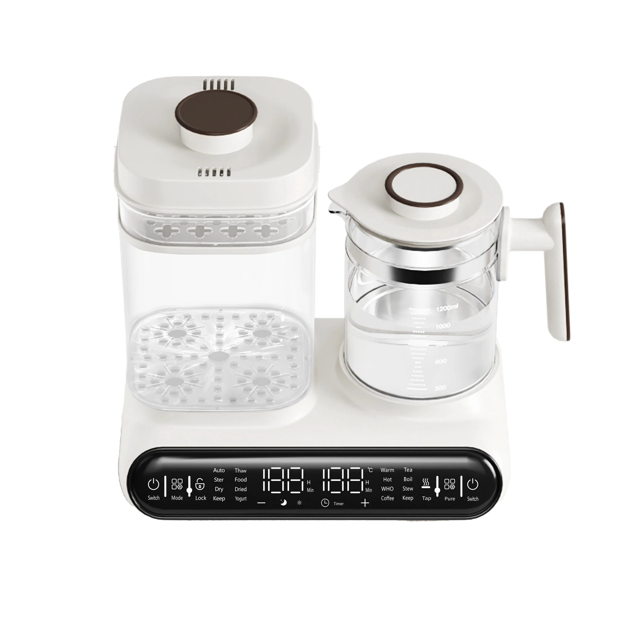 Factory Price 2 in 1 Breast Milk Frost Baby Milk Bottle Warmer Sterilizer with Electric glass Pot