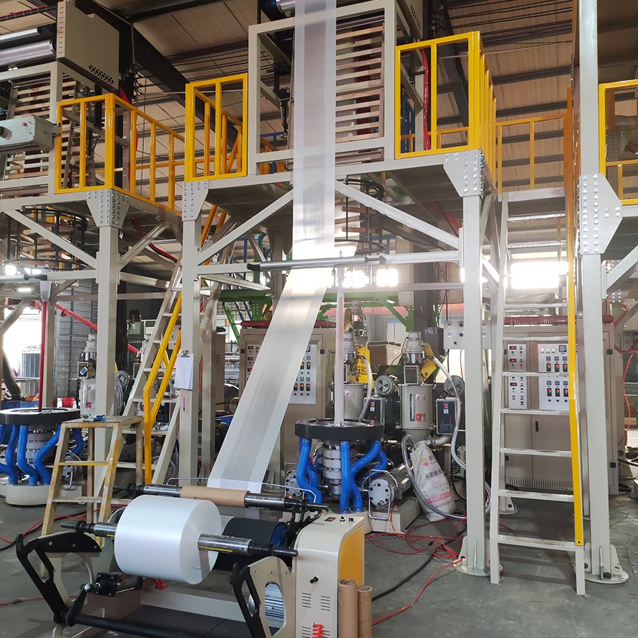 Full Automatic PE Film Blowing Machine with Rotary Die Head and Double Winder