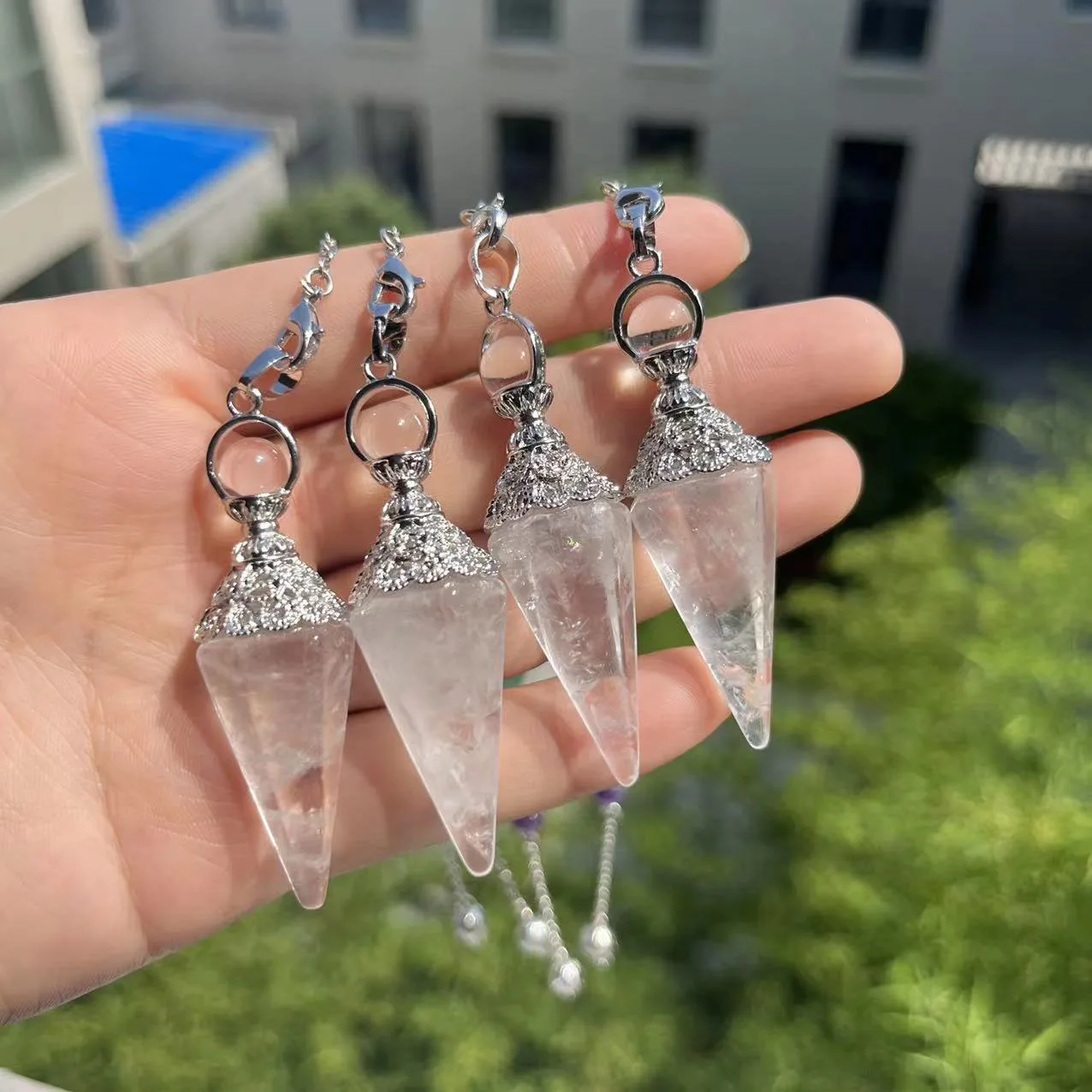 High Quality crystal stone Pendulum seven chakra Pendulum amethyst Pendulum  for healing _XCG