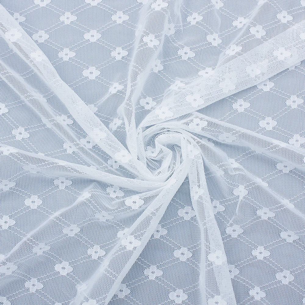 Wholesale flower pattern mesh tulle spandex nylon stretch lace fabric for garment