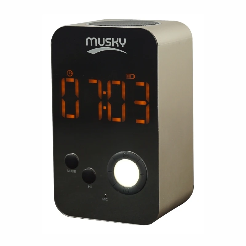 MUSKY DY38 Mirror Screen Clock Alarm Clock Boombox Adam Audio Bloothooth Speakers