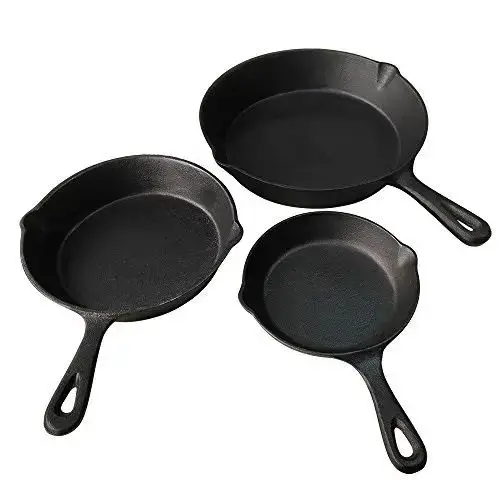6/8/10 inch Pre-seasoned Cast Iron Skillet Frying Pan cast iron cookware set for both Indoor & Outdoor use