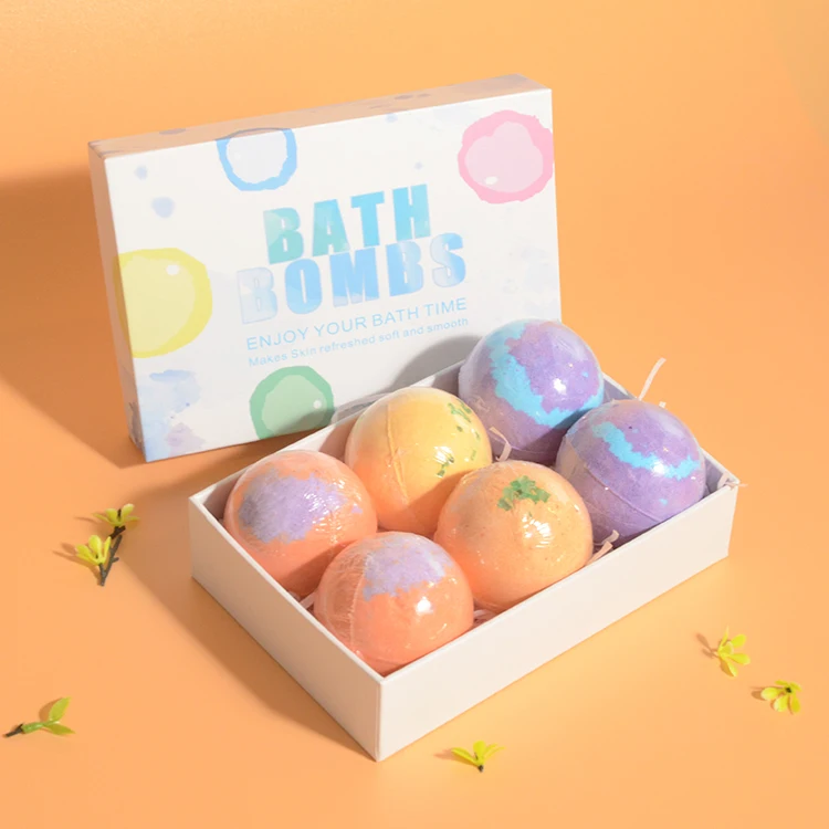 
OEM 6 Pack Natural Flower Petals Bubble Fizzies With Organic Essential Oils Extract Skin Nurturer Bath Bombs Gift Set 