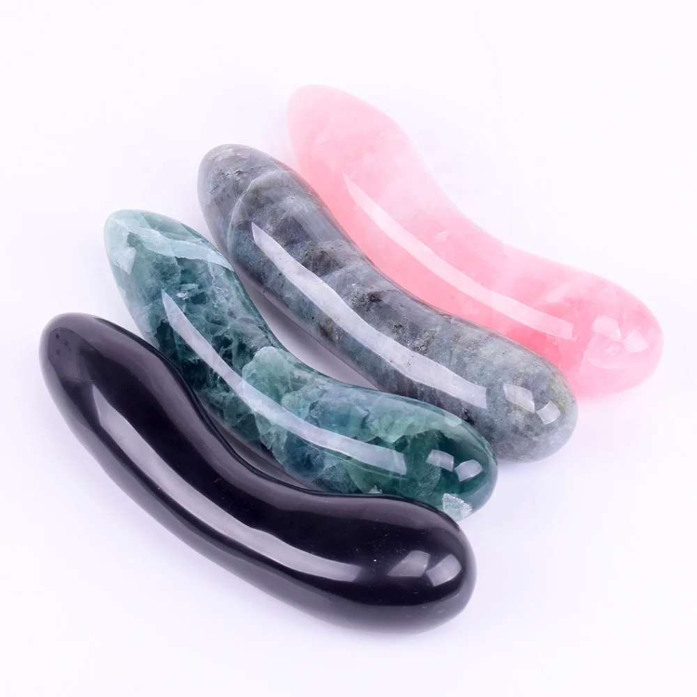 Highly Realistic Stone Carved Black Obsidian Crystal Penis Dildo Massage