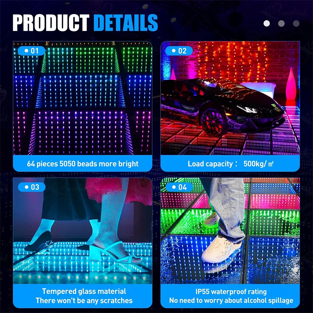 Infinity Fast Setup Dj Light 2ft By 2ft Wireless 3d Mirror Magnet Led Dance Floor