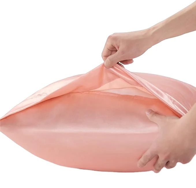 Wholesale Custom Logo Solid Color Soft Silky Satin/Viscose Envelope Design Queen King Size Pillowcase Bulk Buy Cheap Price