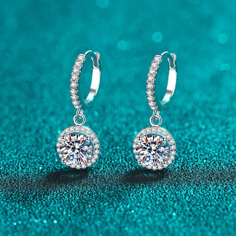 Sense of advance Dainty PT 950 925 Sterling Silver high quality Mosan moissanite  1ct 2ct 3ct diamonds ear earrings jewelry