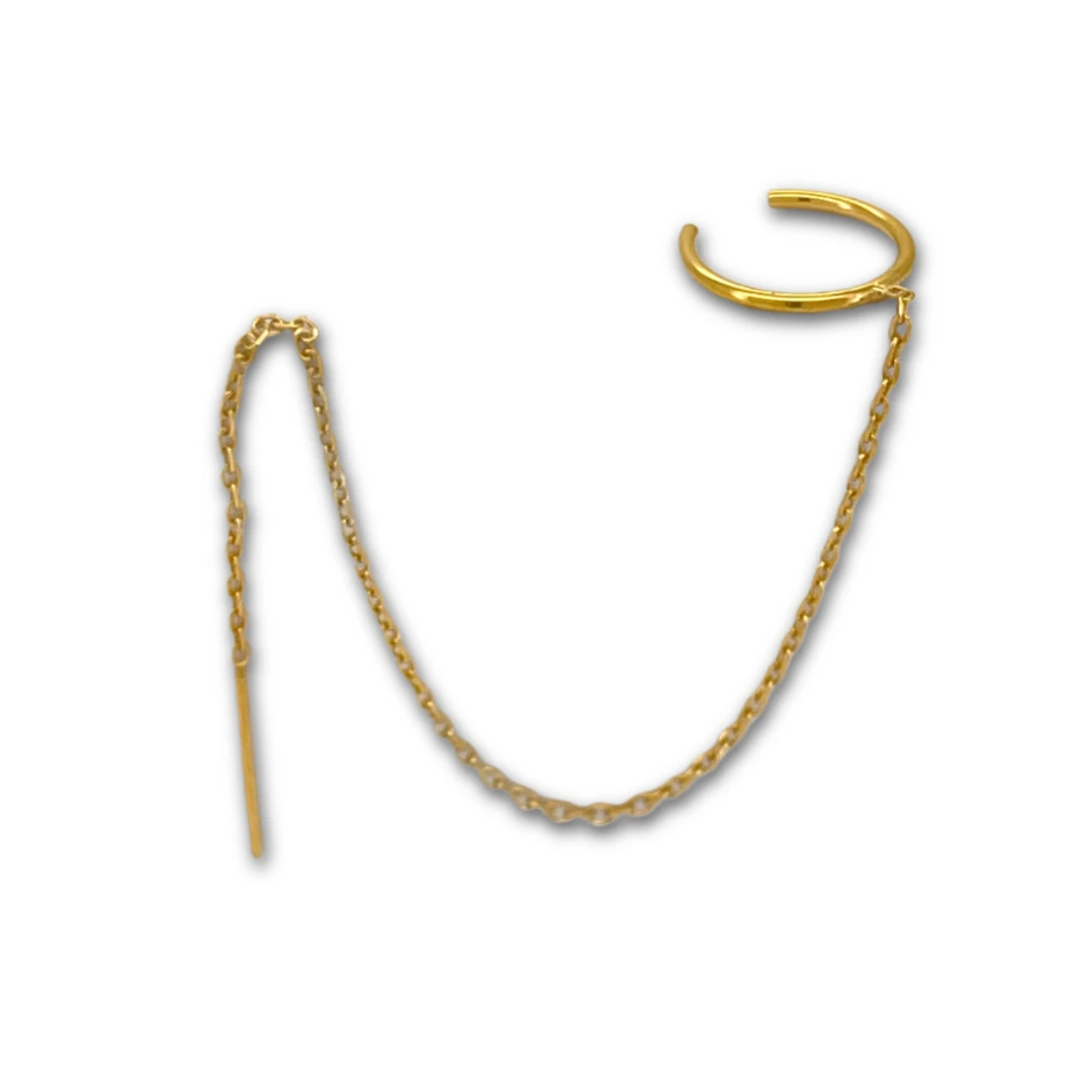Wholesale High Quality Unique 14K Gold Jewelry Hoop And Chain Threader Earring Jewelry For Women