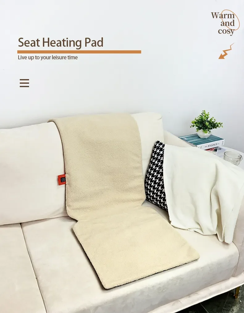 Soft Berber Fleece Heated Seat Washable Electric Heating Pad USB Heated Chair Pad for Home & Travel Use