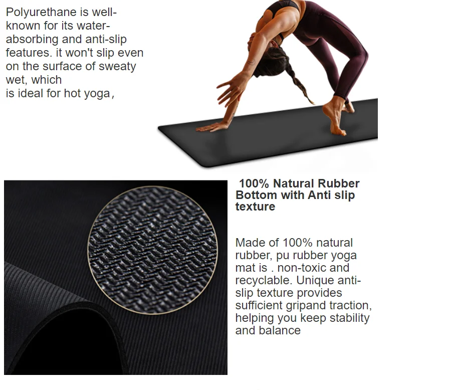 Biodegradable High Solid PU Rubber Yoga Matte Frosted Polyurethane Leather Yoga Matts